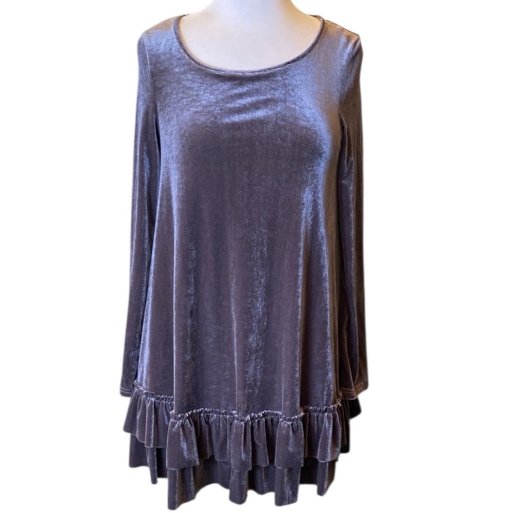 Love Kuza Taupe Velvet Vintage Mini Dress